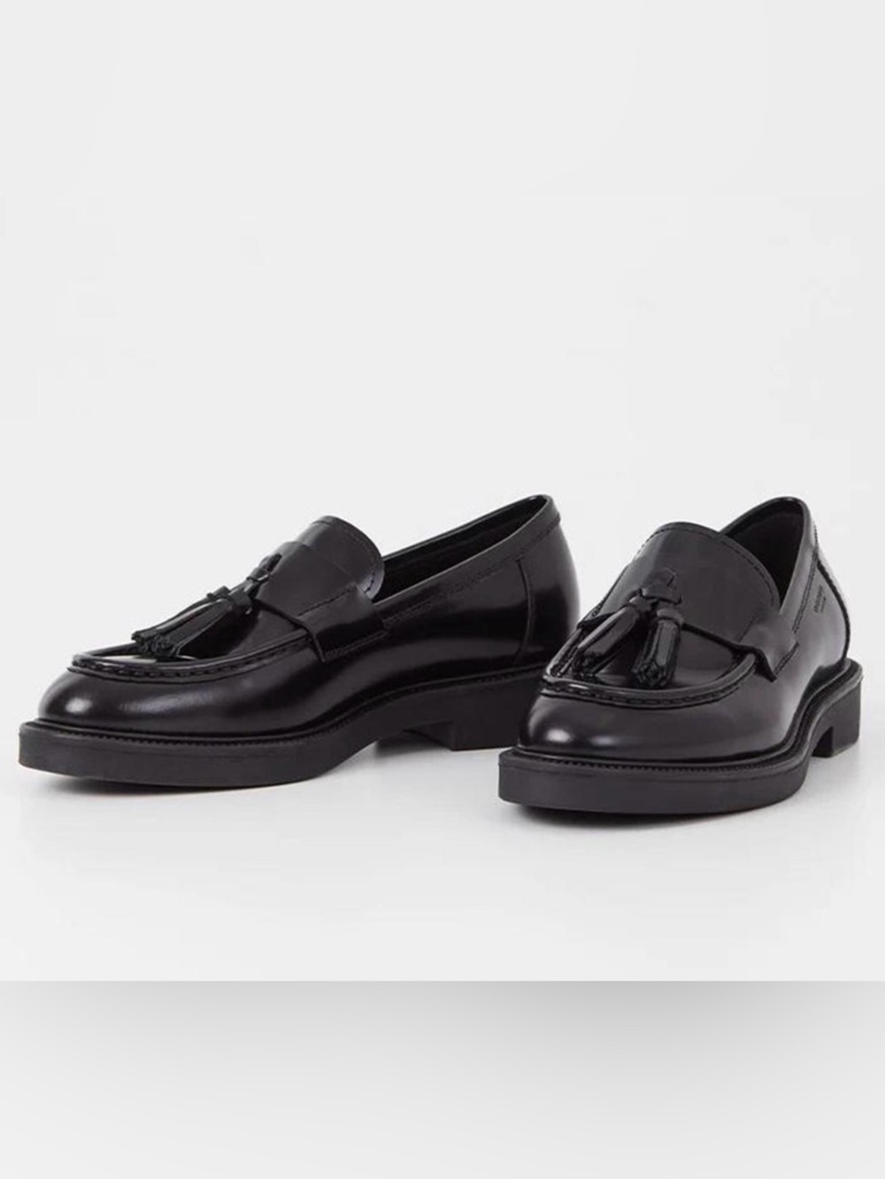 Vagabond Black Tassel Leather Loafers for Women